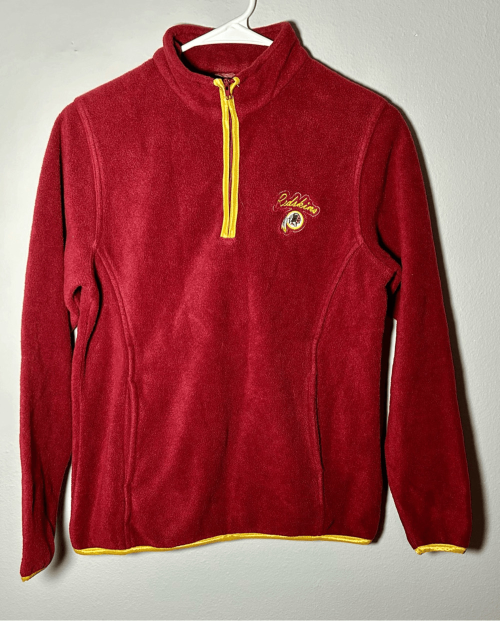 Vintage Washington Redskins Women’s Burgundy & Gold 1/4 Zip Fleece Jacket Sz S